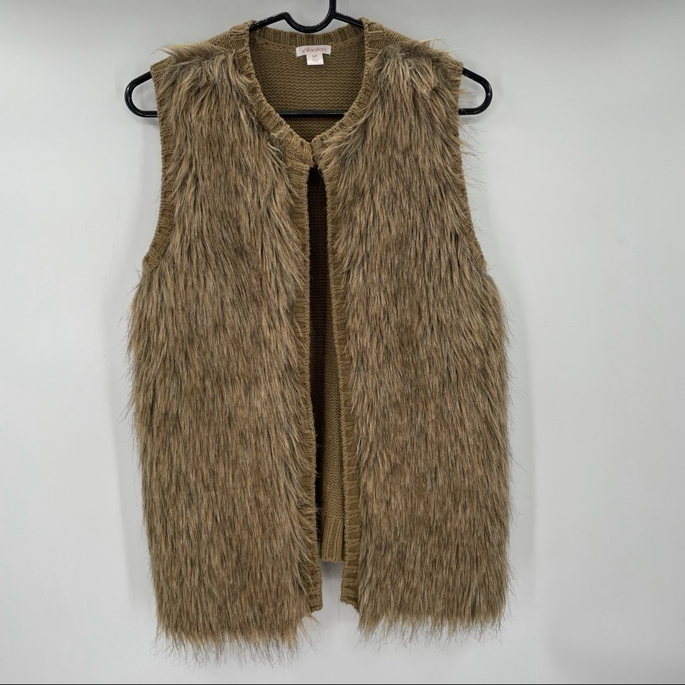 Xhilaration Brown & Tan Faux Fur Vest